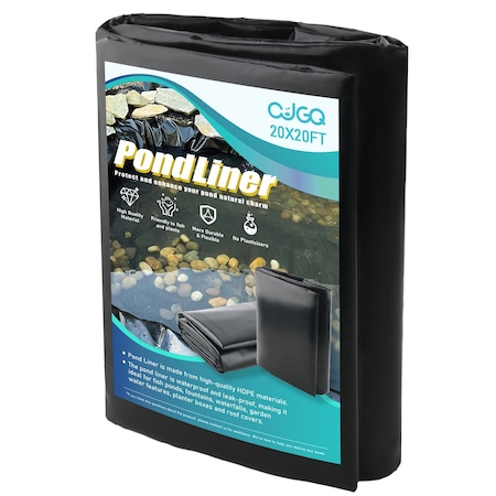 Wrightmaster 20 ft. x 20 ft. HDPE Pond Liner Anti-UV and Corrosion Resistance for Fish/Koi Ponds Water Gardens ZROX43PH3NL