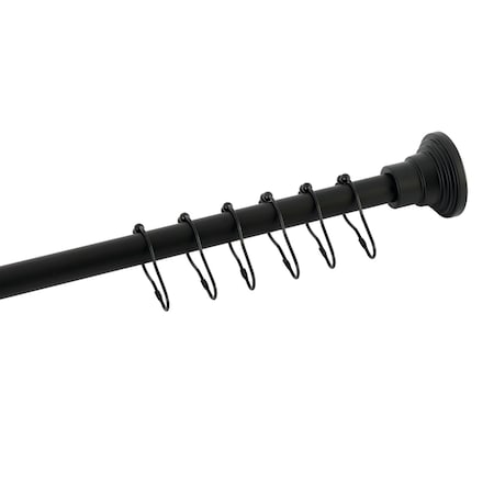 Kingston Brass 38"-60" Stainless Steel Adjustable Shower Curtain Rod with Rings, Matte Black SCC2810