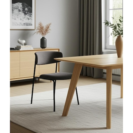 Homeroots Gray and Black Upholstered Fabric And Metal Open Back Dining Side Chair 605666