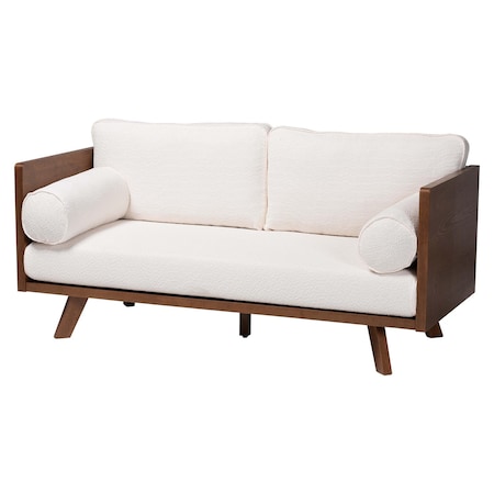 Baxton Studio Uriel Mid-Century Modern Cream Boucle Fabric Sofa 248-13773-ZORO