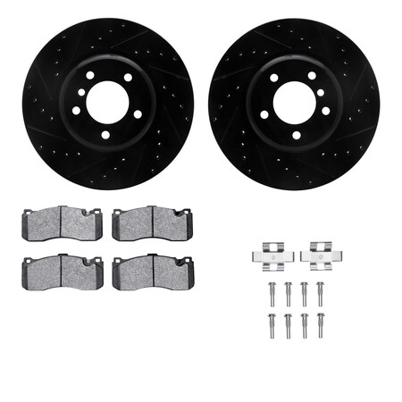 Dynamic Friction Co DFC Rotors-Drilled & Slotted-Black w/ EURO 5000 Ceramic Brake Pads Incl Hdw 8612-31074