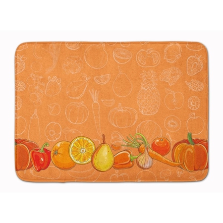 Jensendistributionservices Fruits & Vegetables in Orange Machine Washable Memory Foam Mat MI2552445