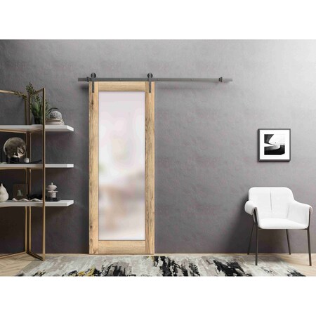 Sartodoors Sturdy Barn Door Planum 2102 Oak 18x96 Solid Core Modern Interior PLANUM2102BD-S-DUB-1896