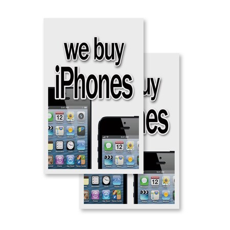 Signmission We Buy Iphones, Vinyl Decals Only 24 Inch x 36 Inch, Vinyl Decal, 2PK DSB-2436-2PACK-We Buy Iphones