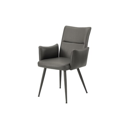 Monarch Specialties Dining Chair, 36-in. H, Upholstered, Dining Room, Kitchen, Grey Leather Look, Black Metal, 2PK I 1126