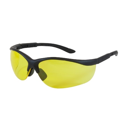 Bouton Optical Semi-Rimless Safety Glasses with Black Frame, Amber Lens and Anti-Scratch Coating 250-21-0409