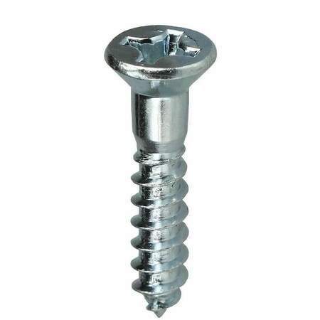 Wood Screw, #12, 1 in, Zinc Plated Carbon Steel Flat Head Phillips Drive, 100 PK