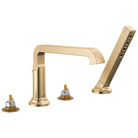 Delta Tetra Roman Tub Trim With Hand Shower In Lumicoat Champagne Bronze T4789-CZ-PR-LHP