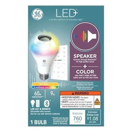 Ge LED Bulb, A21 Lamp, 60 W Equivalent, Medium Lamp Base, Dimmable, Soft White, 2700 K Color Temp 93129723