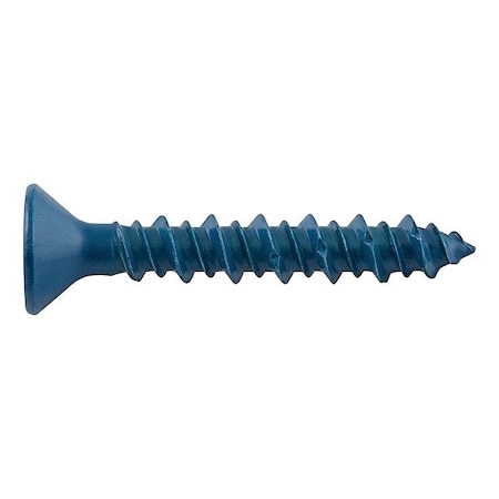 Dewalt Concrete Anchor Screw, 3/16 in Dia., Flat, 3 1/4 in L, Steel Zinc Plated, 100 PK DFM12768S
