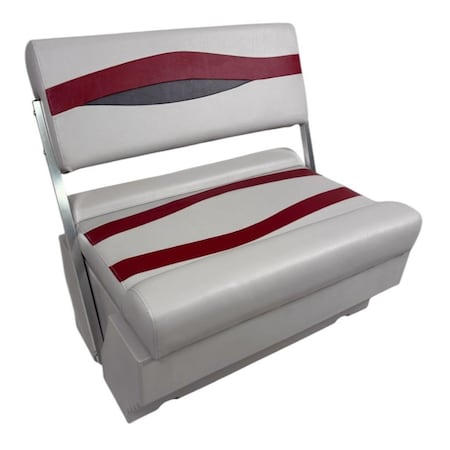 Horizon Mfg Elite Series Pontoon Flip Flop Seat Cushion Set with Base Gray/Red/Charcoal 3213-3020-ABEC