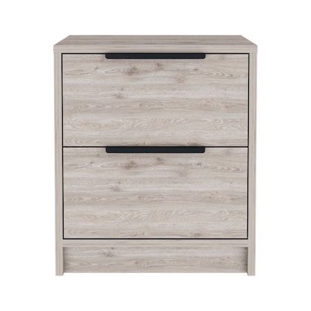 Homeroots 19" Light Gray Wood Two Drawer Nightstand 534906