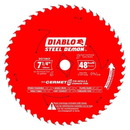 Diablo Circular Saw Blade, Cermet, Dia 7.25 in D0748CFA