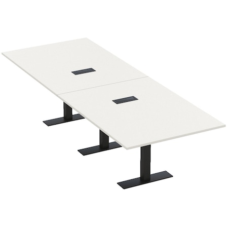 Skutchi Designs 12 Person Conference Table With Power Unit | 12' Rectangular Table | Harmony Series HAR-REC-48x144-T.BK-W960-EBLK