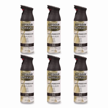 Rust-Oleum Universal Premium Spray Paint, Flat Black, 12 oz Aerosol Can, 6PK 245198