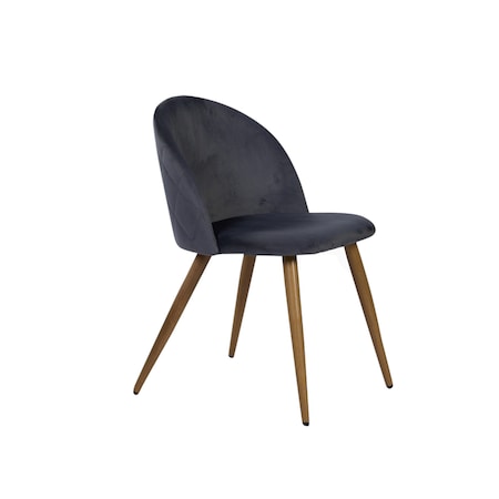 Homeroots Set of Two Charcoal and Brown Upholstered Velvet Dining Side Chairs, 2PK 568026