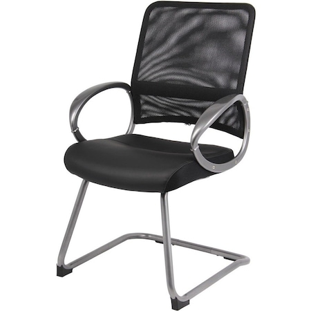 Boss Guest Chair, Black Back, 25 in W 24" L 39" H, Loop, Leather Seat B6409