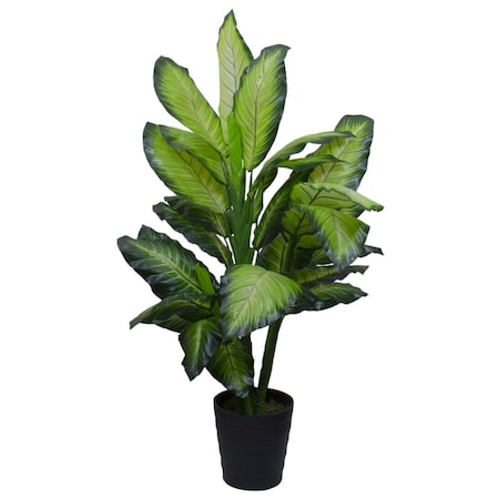 Lovelyhome 50 in. Artificial Wide Leaf Green Dieffenbachia Potted Plant LO1777167