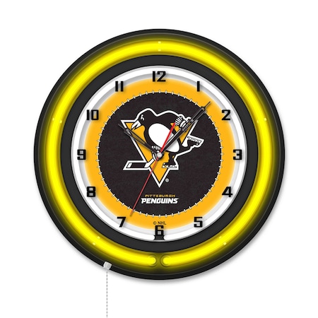 Holland Bar Stool Pittsburgh Penguins 19 Double Neon Wall Clock Clk19BK