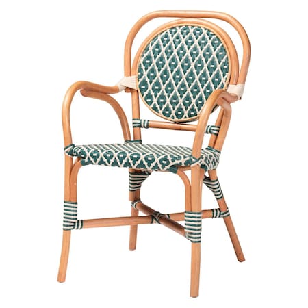 Bali & Pari Mattie Natural Rattan Dining Bistro Chair, Green 269-14767-ZORO