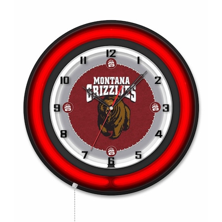 Holland Bar Stool University of Montana 19 Double Neon Wall Clock Clk19BK