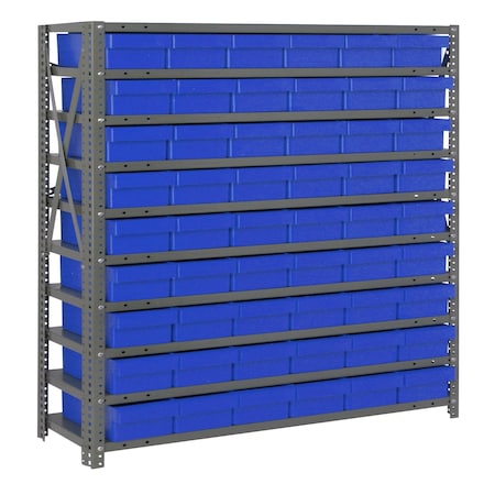 Quantum Storage Systems 10 SHELF OPEN UNIT W/54 BLUE BINS 1239-401BL