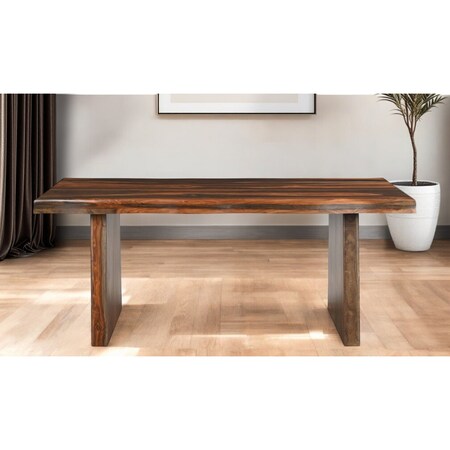 Homeroots 74" Dark Brown Solid Wood Dining Table 521832