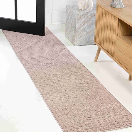 Jonathan Y Odense High-Low Minimalist Angle Geometric Light Taupe 2 ft. x 8 ft. Indoor/Outdoor Runner Rug SCN101C-28