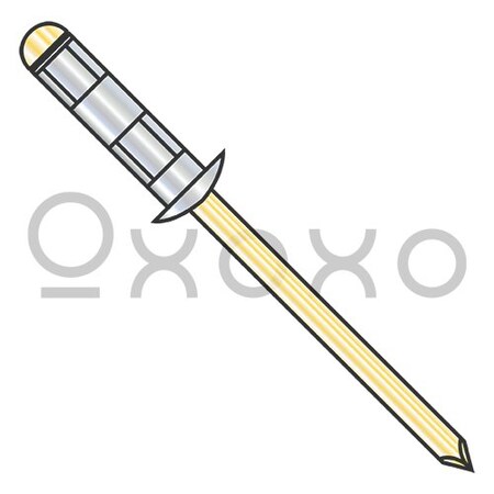 Oxoxo BS01-0622 Steel Fix Dome Rivet Zinc, Zinc Yellow Mandrel, 4000PK 317432