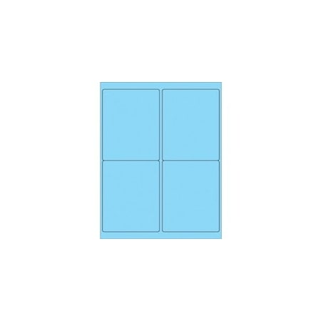 Bubblefast 4 x 5'' Fluorescent Pastel Blue Rectangle Laser Labels-4 Labels per Sheet BFLL181BE