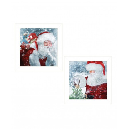 Homeroots Set Of Two Santas Blessings 5 White Framed Print Wall Art, 2PK 408165
