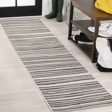 Jonathan Y Castara Wavy Stripe Modern Cream/Dark Gray 2 ft. x 8 ft. Indoor/Outdoor Runner Rug SMB205C-28