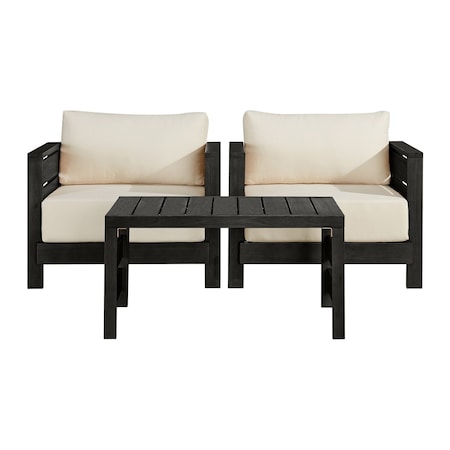 Alaterre Furniture Alaterre Barton 3 Piece Patio Furniture Set with Cushions for Porch Black Finish 80-BARTON-CH2TB-B