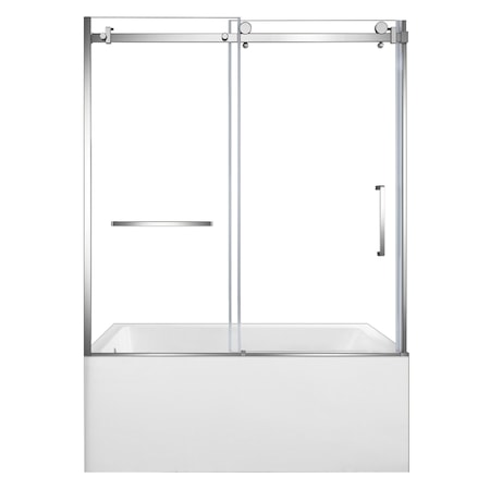 Kingston Brass 60" Acrylic Anti-Skid Alcove Left-Hand Drain Tub with Right Sliding Tub Door, White/Polished Chrome KVTAP6031L22T1