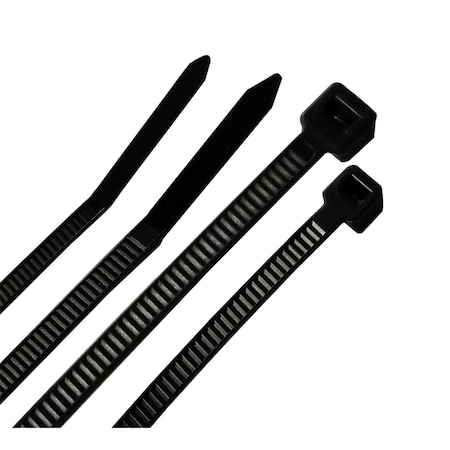 Acoustic Cable Tie, 4 in, 8 in L, 13/16 in Max Bundle Dia., Black, Polypropylene, 18 lb, 40 lb Strength AC2514780