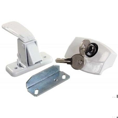 Jr Products CAMPER DOOR LATCH, LOCKING, WHITE 11685
