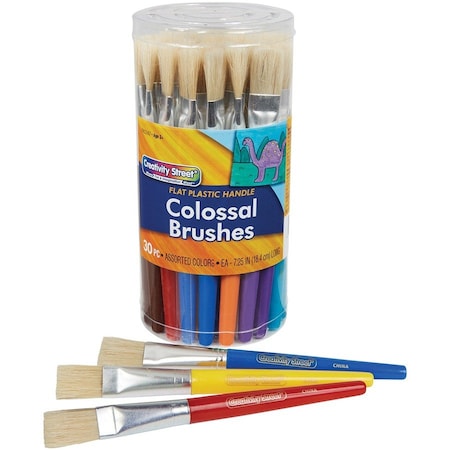 Creativity Street Colossal Brushes, Flat, Assorted Colors, 7.25" Long, PK30 PAC5167