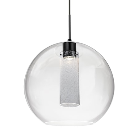 Besa Lighting Besa Eli Pendant, Clear, Black Finish, 1x 9W MAX E26 Base 1JT-ELICL-LED-BK