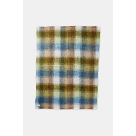 Homeroots Blue And Green Woven Wool Plaid Reversable Throw 490104