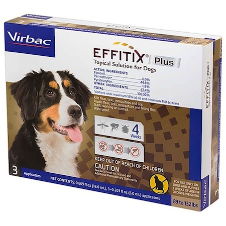 Virbac Effitix Plus Topical Solution for Dogs 89 to 132 Pounds, Brown Label, 3PK 21292295