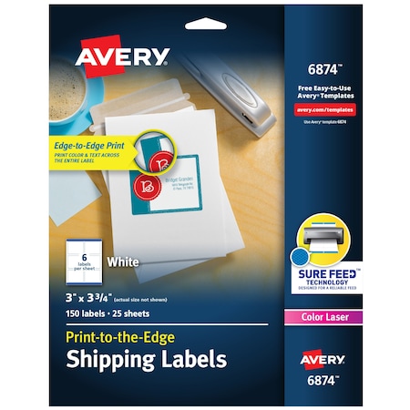 Avery Shipping Labels with Sure Feed fo, PK150 6874