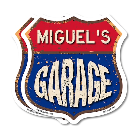 Signmission Miguel's Garage, 12 inch X 12 inch, Aluminum Metal Sign, 2PK SHI-A-2PACK-12-383-MIGUEL
