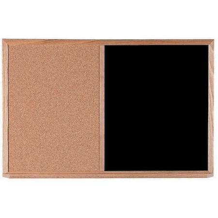Aarco Combination Board Black Chalkboard w/ Oak Wood Frame, 24''Hx36''W CO2436B