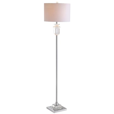 Jonathan Y Aria 63" Crystal/Metal LED Floor Lamp, Clear/Chrome JYL1046A