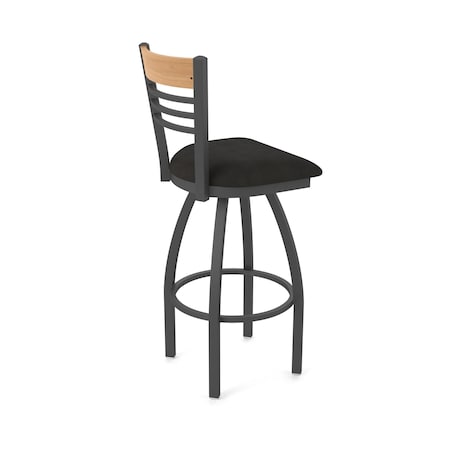 Holland Bar Stool Co Eleanor 30in Swivel Bar Stool with Pewter Finish, Medium Back and Canter Espresso Seat 880