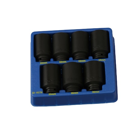 Genius Tools 7PC 1/2in Dr. Metric Deep Spindle Nut Impact Sockets DI-407M