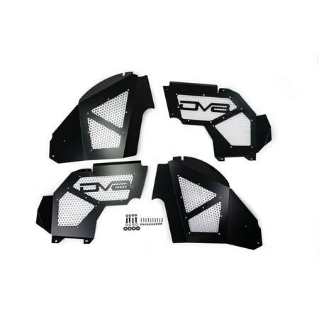 Dv8 Offroad Solid and Perforated Design, With DV8 Logo, Powder Coated, Black, Aluminum, Set Of 2 INFEND-03FB
