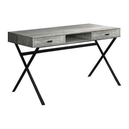 Homeroots 47" Gray and Black Computer Desk With Two Drawers 333545