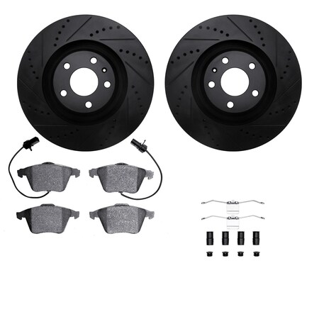 Dynamic Friction Co DFC Rotors-Drilled & Slotted-Black w/ EURO 5000 Ceramic Brake Pads Incl Hdw 8612-73035