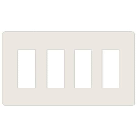 Leviton Decora Wallplate, Screwless, Standard Size, Gang 4, Light Almond 80312-ST